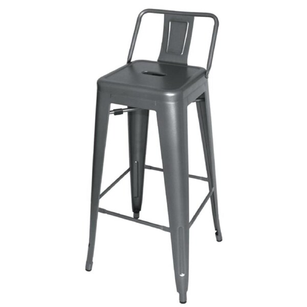 Bolero Gun Metal Grey Steel Bistro High Stool with backrest (Pack 4)