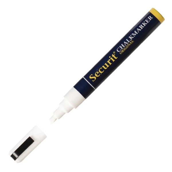 Securit Narrow Chisel Point Marker White - 2x6mm