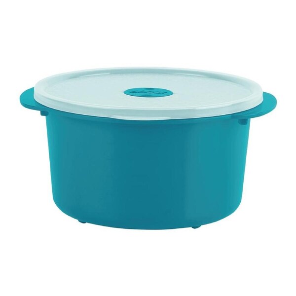Decor Microsafe Round W Rack White Teal - 1.5Ltr