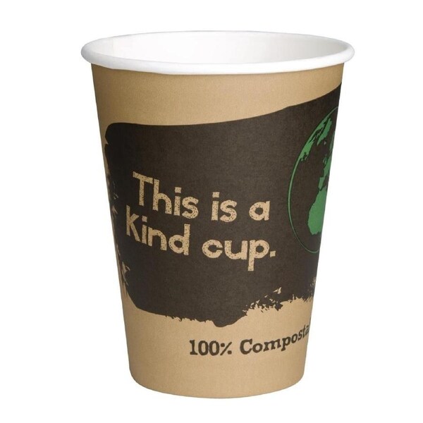 EDLP Fiesta Compostable Hot Cup Single Wall 'Kind' 12oz (Box 1000)