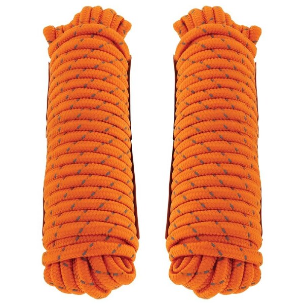 2x Hulk 4x4 Durable 15m Hi-Vis Reflective Rope String For Camping/Boating Orange