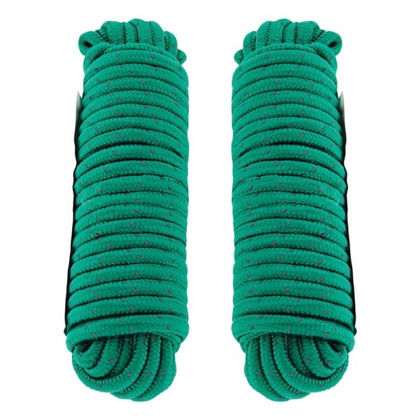 2x Hulk 4x4 Durable 15m Hi-Vis Reflective Rope String For Camping/Boating Green