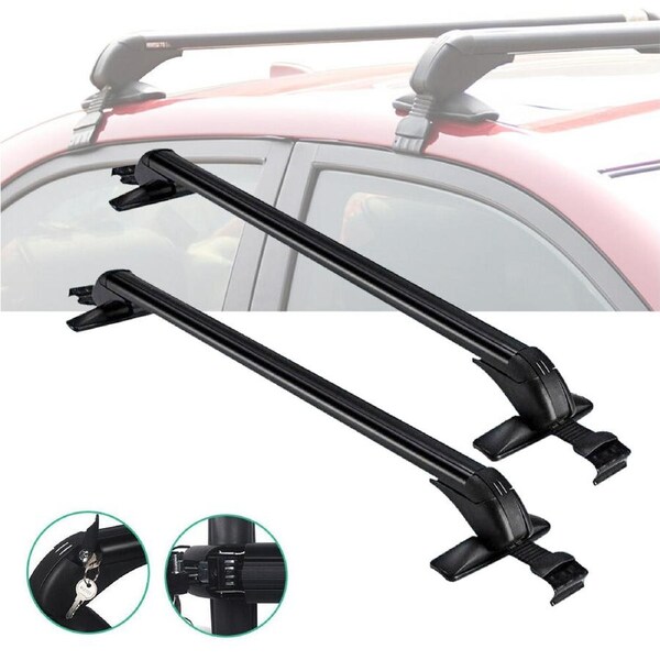OZNALA Universal Car Top Roof Racks Holder Carrier Pair Cross Bar 100cm Aluminum Alloy Lock Adjustable Lockable 150kg