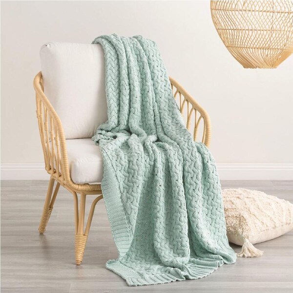 Lenni 100% Cotton Knitted Throw 130 x 170 Cms Starlight