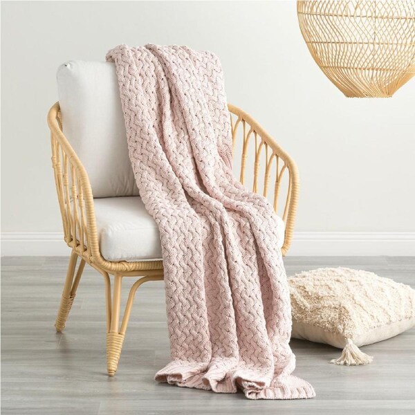 Lenni 100% Cotton Knitted Throw 130 x 170 Cms Primrose