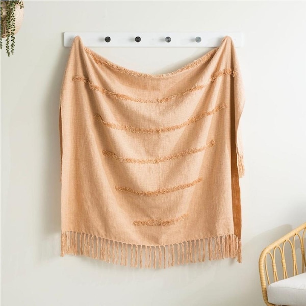 Cambridge Cotton Slub Tufted Throw Tan