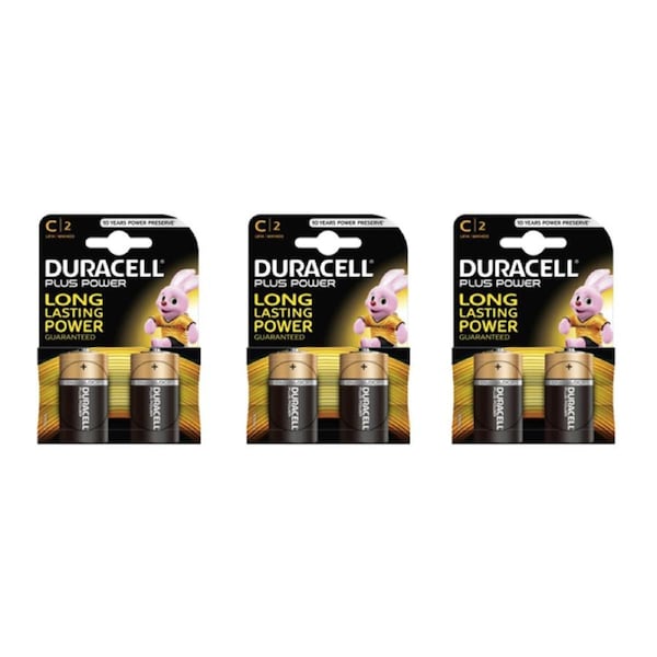 6pc Duracell CopperTop C Alkaline Battery 1.5V Multi Purpose for Clocks/Radios