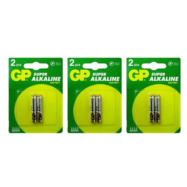 6pc GP AAAA Super Alkaline Battery 1.5V Multi Purpose f/Laser Pointers/Penlights