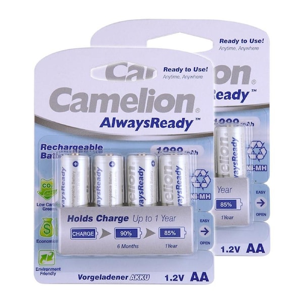 2x 4pc Camelion Ni-MH AA 1.2V Battery 1000mAh Rechargeable HR6 Mignon Batteries