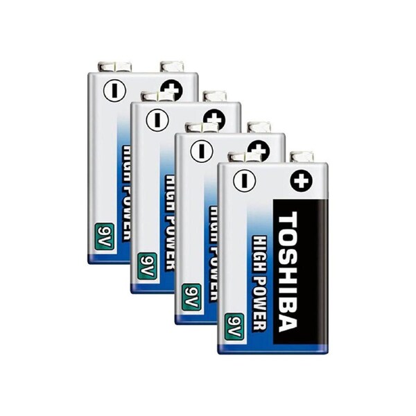 4x Toshiba High Power 9V 6F22 Battery Lasting Cylindrical Multi-Use Batteries