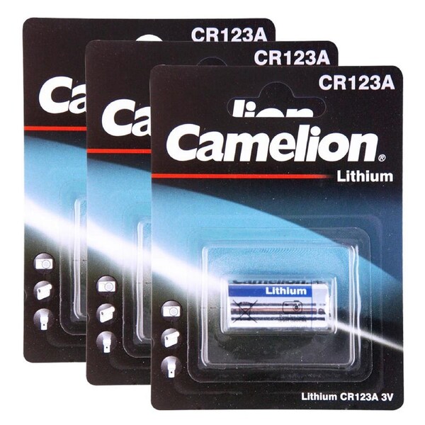 3x Camelion Lithium 3V CR123A Single Card Lasting Battery Cylindrical f/Camera