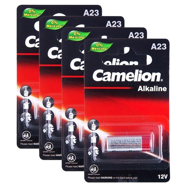 4x Camelion Alkaline Battery 12V 23A Cylindrical Power f/Garage Car Remote Alarm