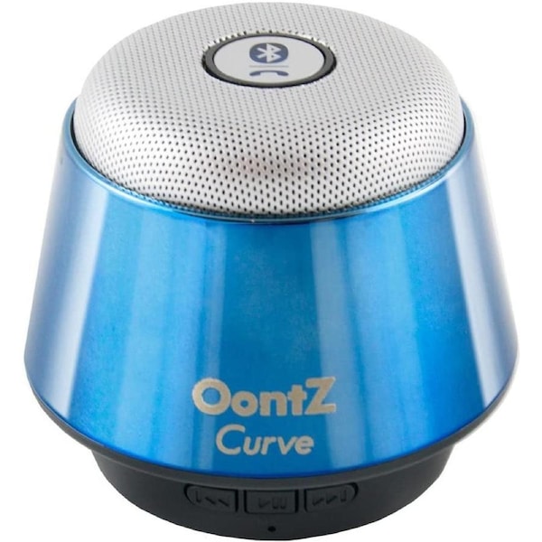 Oontz Curve Bluetooth Speaker Ultra Portable Wireless Full 360 Degree Sound with Built in Speakerphone Works with Iphone Ipad Tablet Samsung and Smart Phones - Metallic Blue