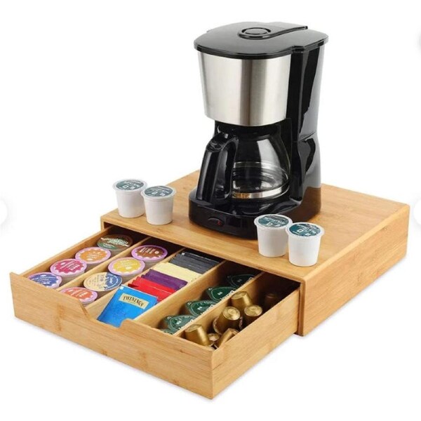 CARLA HOME Bamboo K-Cup Coffee Pod Holder Storage Organizer for Kitchen Jewelry and Cosmetic