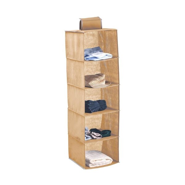 CARLA HOME 5 Tier Shelf Hanging Closet Organizer and Storage for Clothes (Beige)