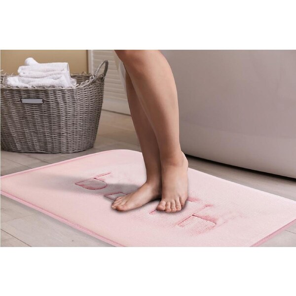CARLA HOME Extra Thick Memory Foam & Super Comfort Bath Rug Mat for Bathroom (60 x 40 cm, Pink)