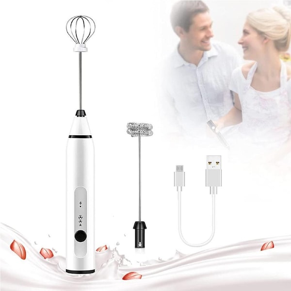 VIKUS Silver Rechargeable Electric Milk Frother Handheld (3 Speeds)