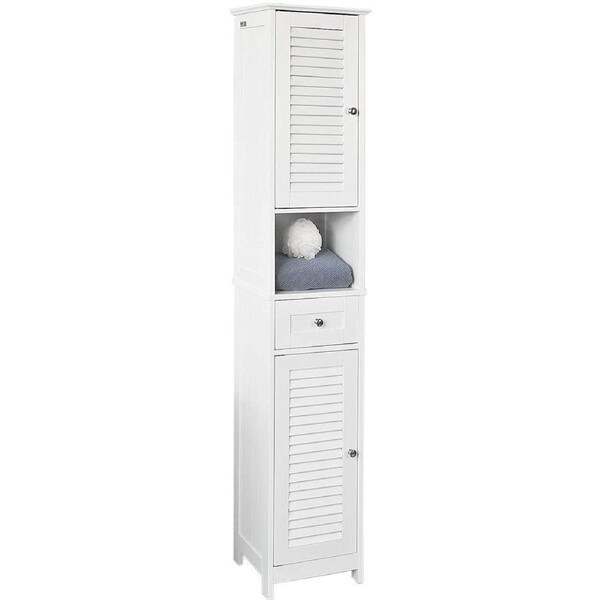 Free Standing Tall Bathroom Cabinet 170 x 32 x 30 cm (White)