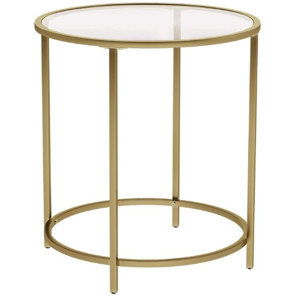 Gold Round Side Table with Golden Metal Frame Robust and Standable