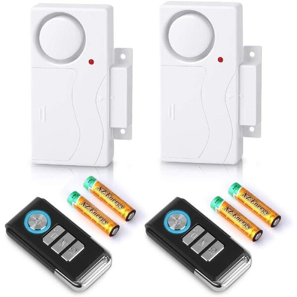 Wsdcam Wireless Door Alarm with Remote 2 Pack, Battery Included, 105 Db Loud Pool Door Alarm, Wireless Door Open Alarms Sensor for Kids Safety Home Security