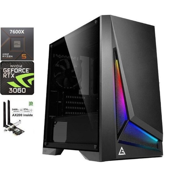 Dark Phantom 3060 Desktop Gaming PC, AMD 7600X CPU, 32GB RAM/1TB SSD/W11H [ATG-7600X-32G1T-3060-WO]