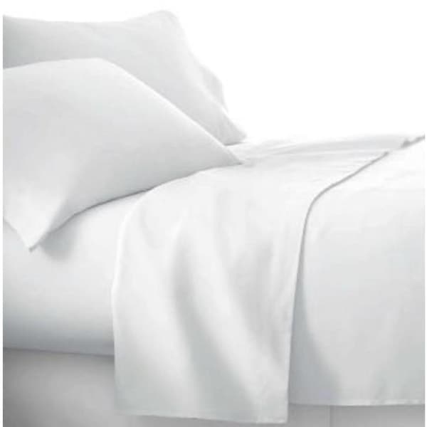 Single Bed Sheet Set White Cotton Rich Percale