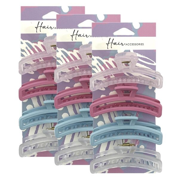 12pc Hair Accessories Melrose Women's 10cm Clips/Claw Curve Pastel Mix Styling