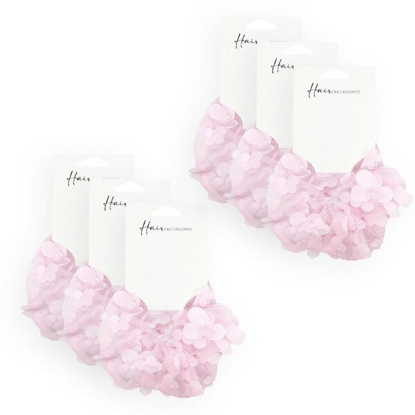 6x Hair Accessories Scrunchie 14cm Flower Decal Organza Women's Ponytail Styling