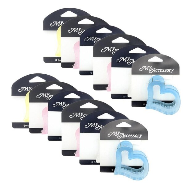 12x My Accessory Women's Melrose Crab Hair Styling Clip Frosted Heart Asst 6.5cm