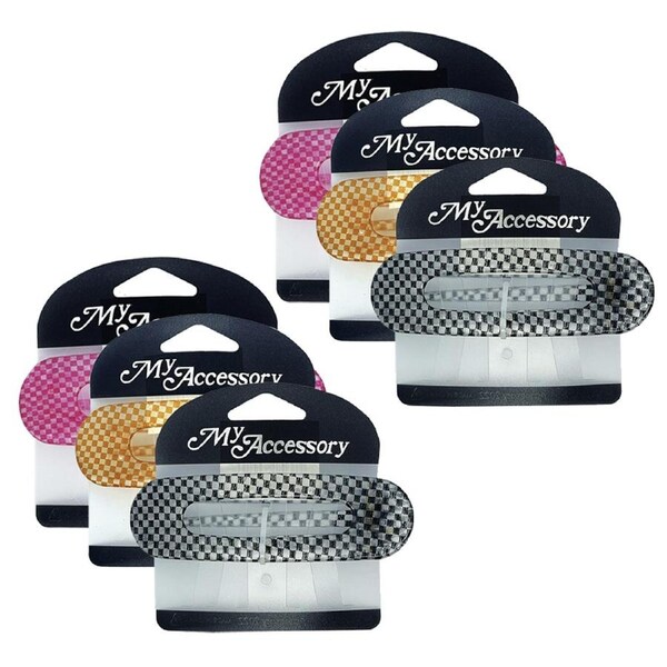 6x My Accessory Women's 11cm Styling Duck Hair Clip Checker Transparent Assorted
