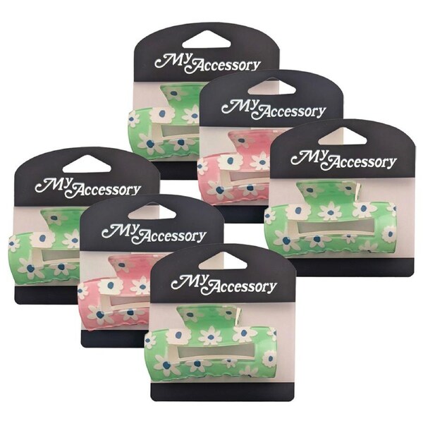6x My Accessory Melrose Hair Styling Clip Flower Rectangle Accessory Asst 7cm