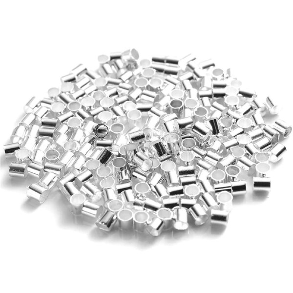 100pcs 2mm Silver Jewellery Crimps Tube Beads Findings Earrings Making Kit