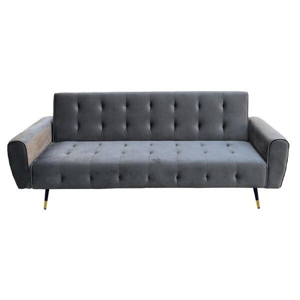 Ava 3-Seater Tufted Velvet Sofa Bed by Sarantino - Dark Grey