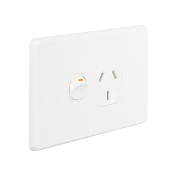 Trader Flat Cat&nbsp;FLPP1G - Slimline 10 amp Single Power Point - White