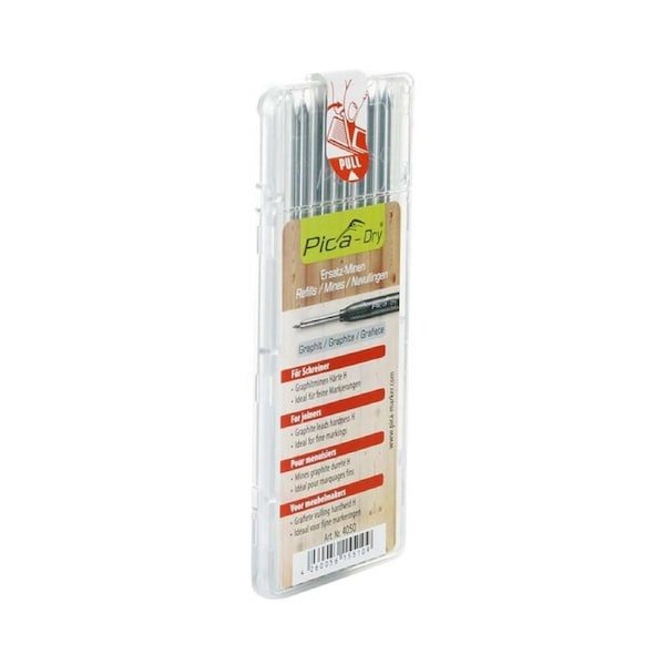 Pica Marker 4050 - Dry Marker Refills Graphite Lead Hardness H (Box of 10 leads)
