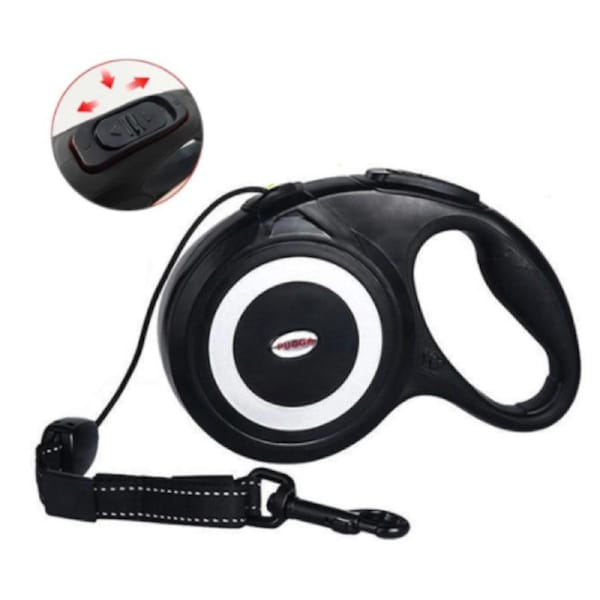 8M Retractable Dog Lead Leash Long Strong Extendable Lockable Heavy Duty 40kg Black