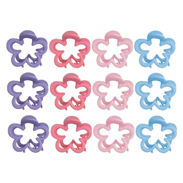 12x My Accessory Kids Melrose Childrens Hair Styling Clip Matte Flower Asst 7cm