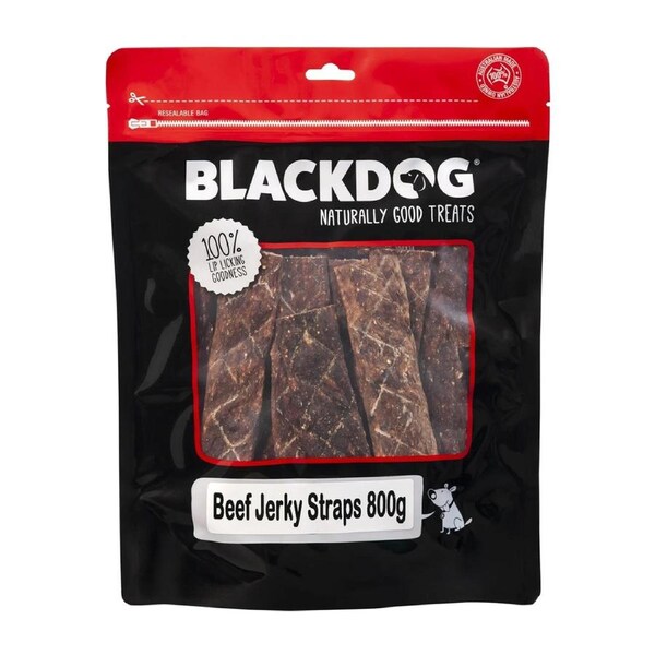 Blackdog Natural Beef Jerky Pet Dog Chews/Straps Strips High Protein Treats 800g