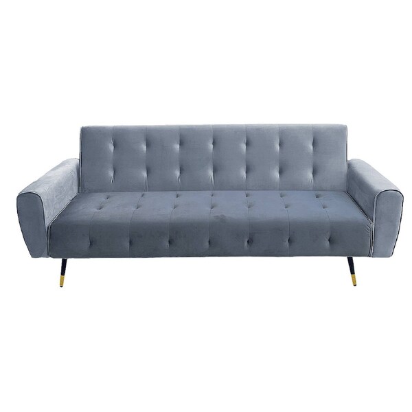 Ava 3-Seater Tufted Velvet Sofa Bed by Sarantino - Light Grey