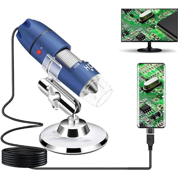 Jiusion 2K HD 2560X1440P USB Digital Microscope for Android Cellphone and Tablet Windows Mac Linux, 40X to 1000X Magnification Endoscope Handheld Mini Magnifier Camera for Coin Facial Skin Scalp