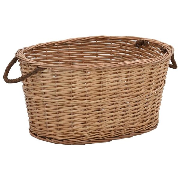 Firewood Basket with Carrying Handles 56x40x28 cm Natural Willow vidaXL