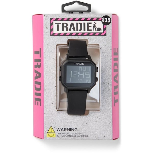 Tradie Women's Rectangular Digital Watch - Black