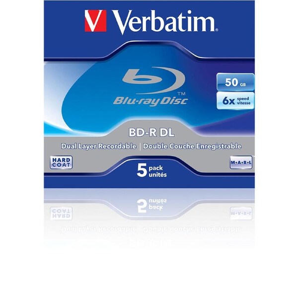 5PK Verbatim BD-R Dual Layer 50GB 6x Speed Recordable Blank Disc w/ Jewel Case
