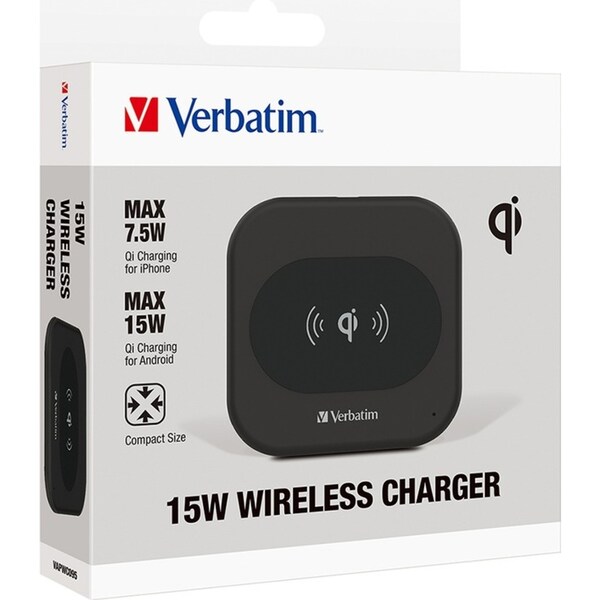 Verbatim 15W Qi Wireless Charger Dock Pad Mat For iPhone 14/Samsung S22 Black