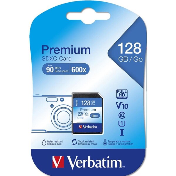 Verbatim 128GB SDXC Memory Card File Storage Class 10 UHS-I For Digital Camera