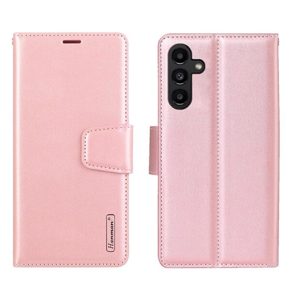 ZUSLAB Galaxy A14 Case Hanman Leather Wallet Card Cover for Samsung (2023) - Rose Gold