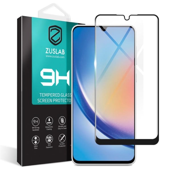 ZUSLAB Galaxy A34 5G Screen Protector Tempered Glass Case Friendly 9H Hardness for Samsung (2023) - Black