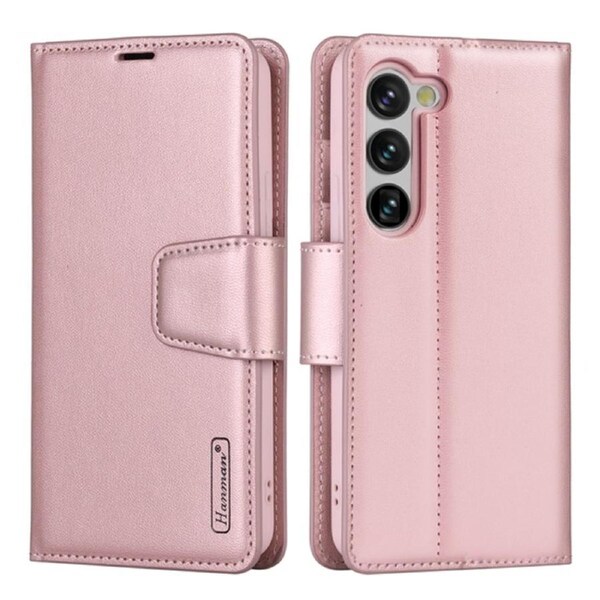 ZUSLAB Galaxy S23 Case Hanman Leather Wallet Card Cover for Samsung (2023) - Rose Gold