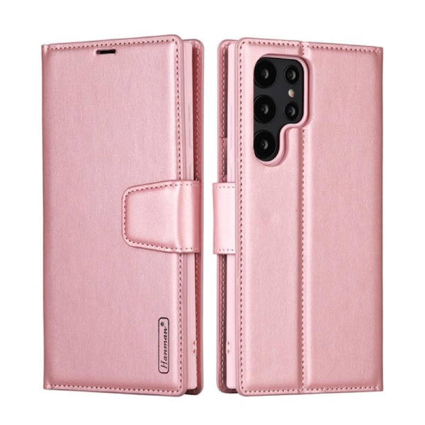 ZUSLAB Galaxy S23 Ultra Case Hanman Leather Wallet Card Cover for Samsung (2023) - Rose Gold