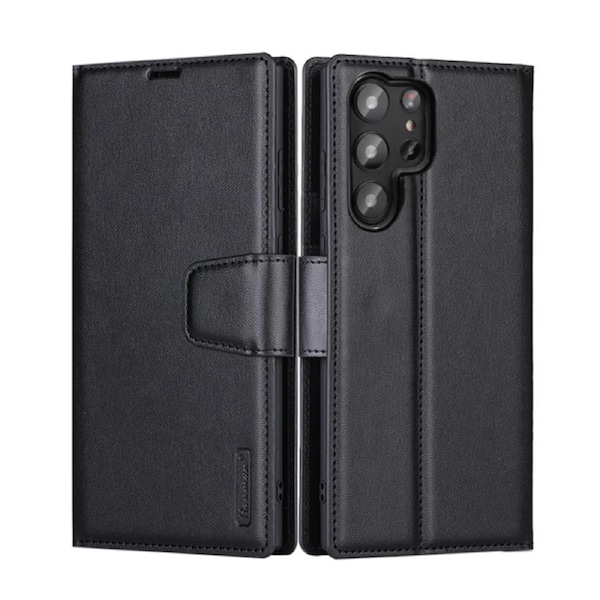 ZUSLAB Galaxy S23 Ultra Case Hanman Leather Wallet Card Cover for Samsung (2023) - Black
